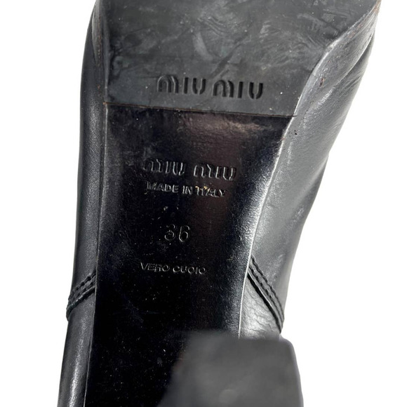 Miu Miu Black Platform Heeled Bootie European Size 36 EUC - Picture 11 of 12